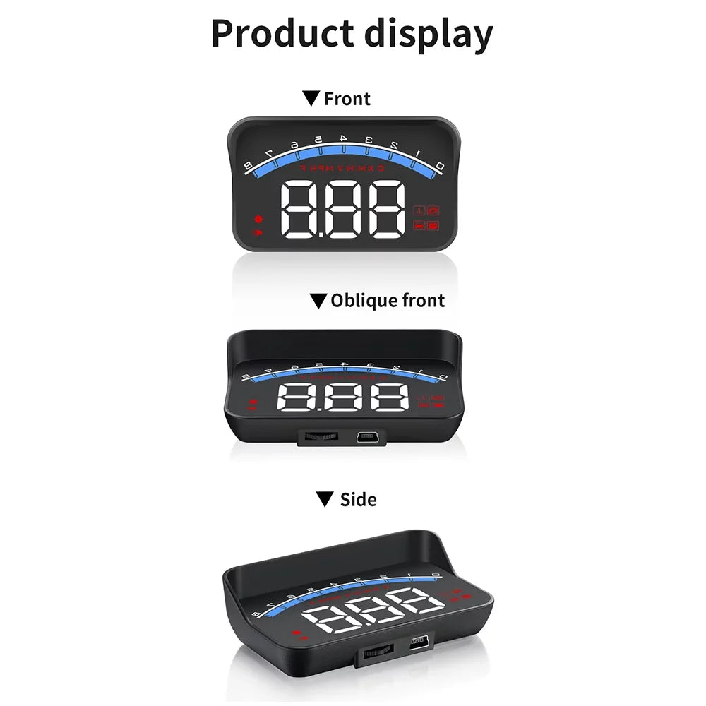 Carevas Universal M6S Car HUD Display ODB II Speedometer Tachometer Speed/Water Temperature/Voltage LED Head Up Display Projector Auto Truck SUV RV 3.5"