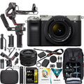 Sony a7C Mirrorless Full Frame Camera Body with 28-60mm Lens Silver ILCE-7CL/S Filmmaker's Bundle Including DJI RS 3 Combo Gimbal Stabilizer Kit + Deco Gear Photography Backpack + 64GB Card &Software