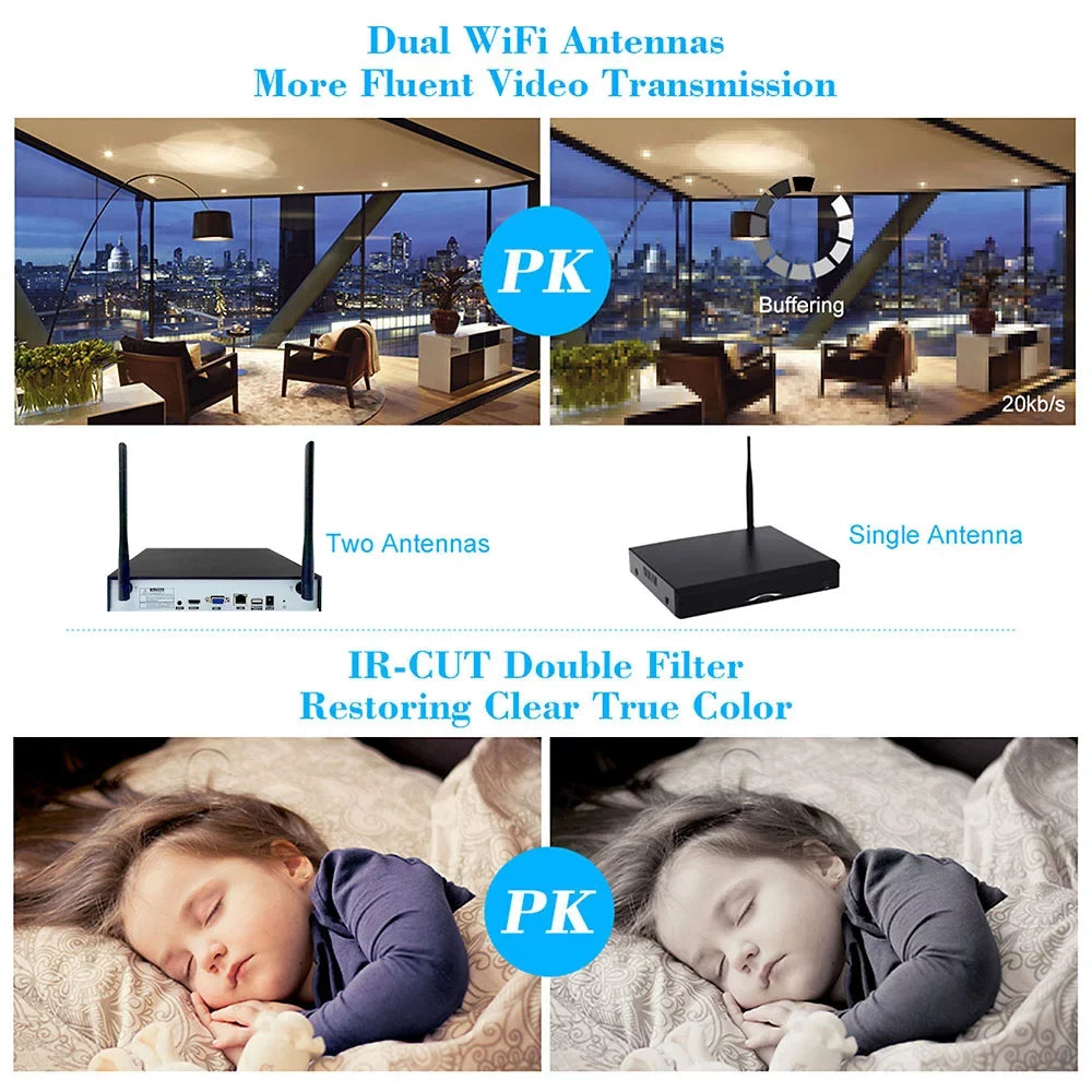 Apexeon Webcam,Wireless WiFi 4CH 1080P Support P2P 1.0MP Wireless 1080P WiFi 1080P WiFi Waterproof Outdoor IP Camera P2P IR-CUT Vision Motion CCTV NVR Kit 4pcs WiFi Waterproof Florbela