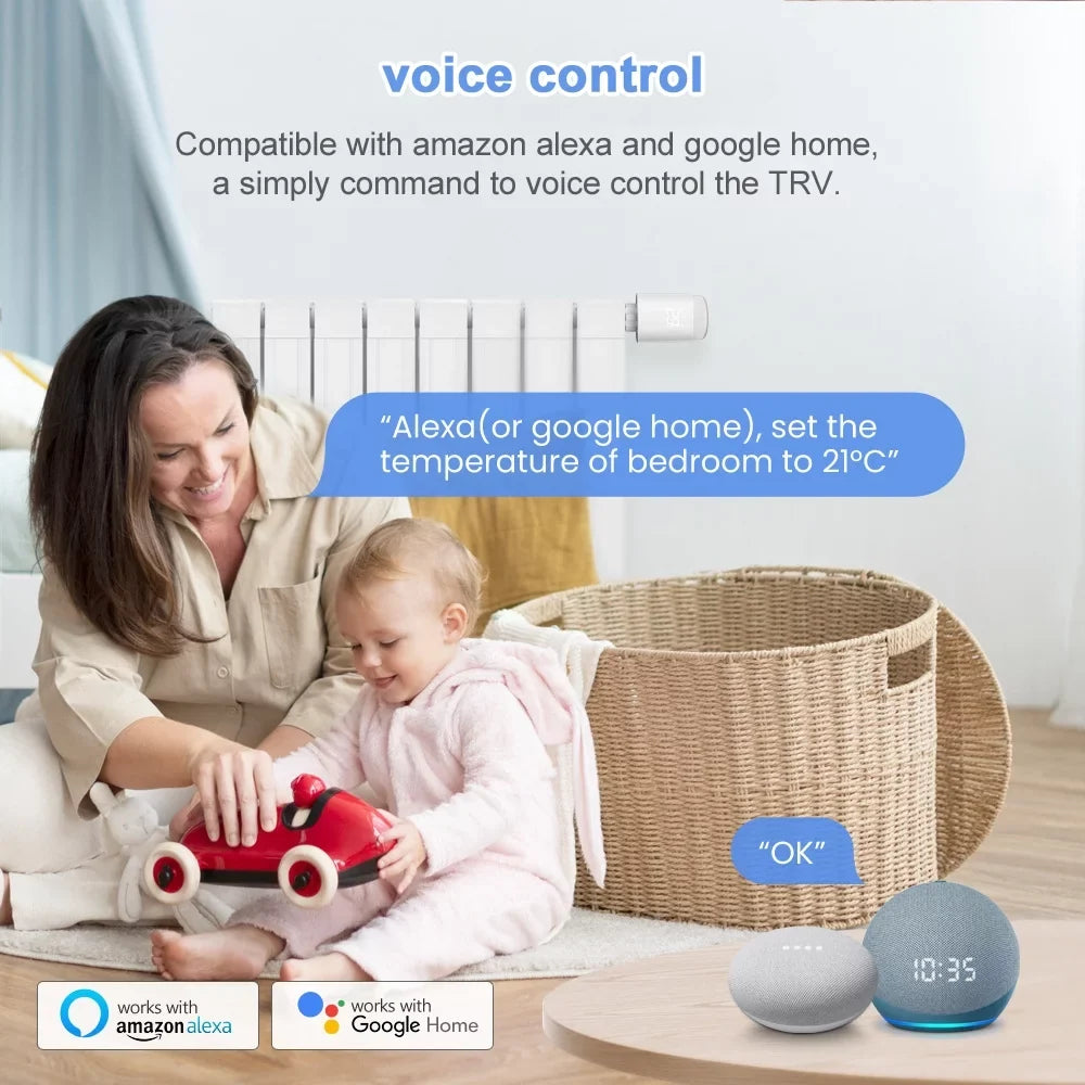 Tomshoo Thermostatic Radiator Valves ligent Wireless Mobilephone App Control Home Heating Thermostat Temperature Controller Radiator Thermostat Matching with Home