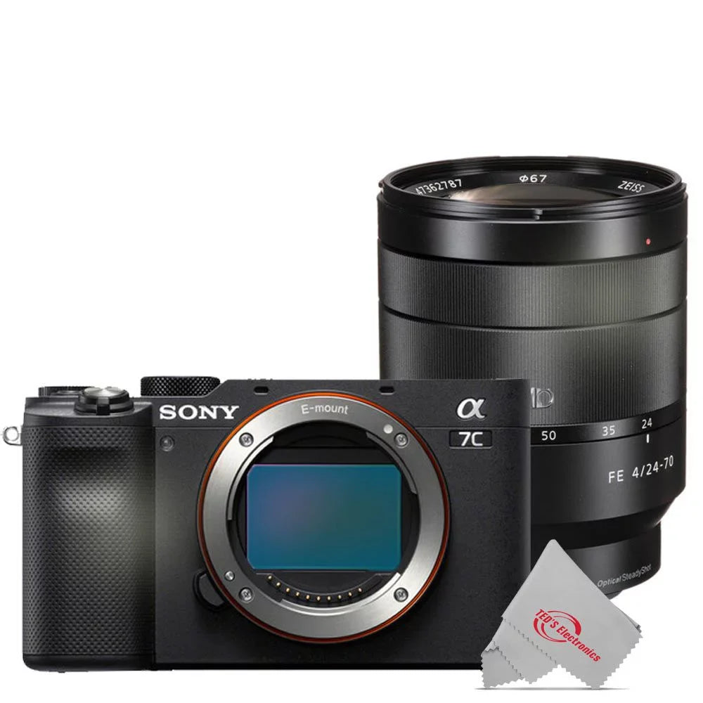 Sony Alpha a7C 24.2MP Built-In Wi-Fi Mirrorless Digital Camera Black with T* FE 24-70mm f/4 ZA OSS Lens