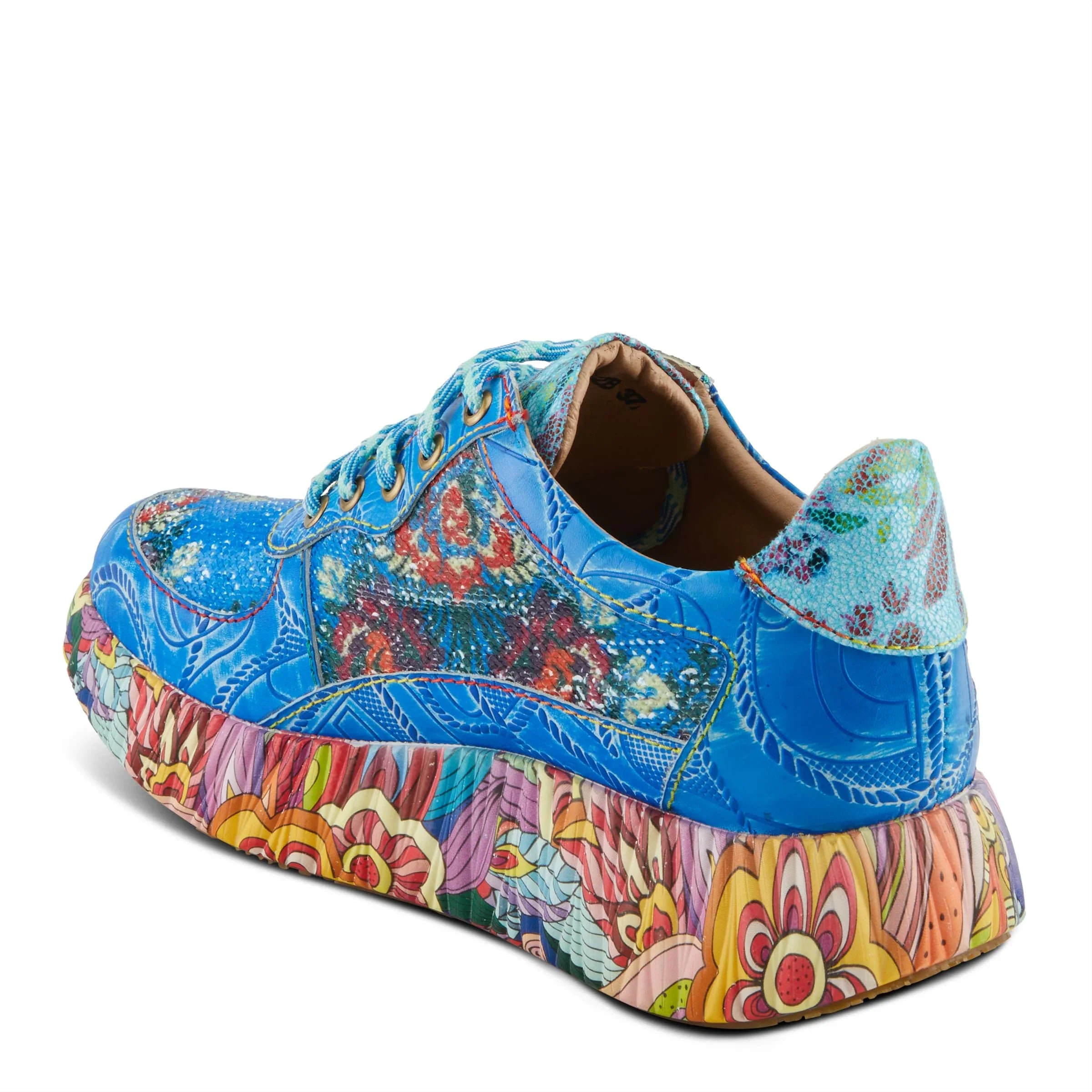 Spring Step L'Artiste Women's CAFFEY Multicolored Fashion Sneakers | Unique Energetic Patterns Blue Multi EU 39 / US 8.5