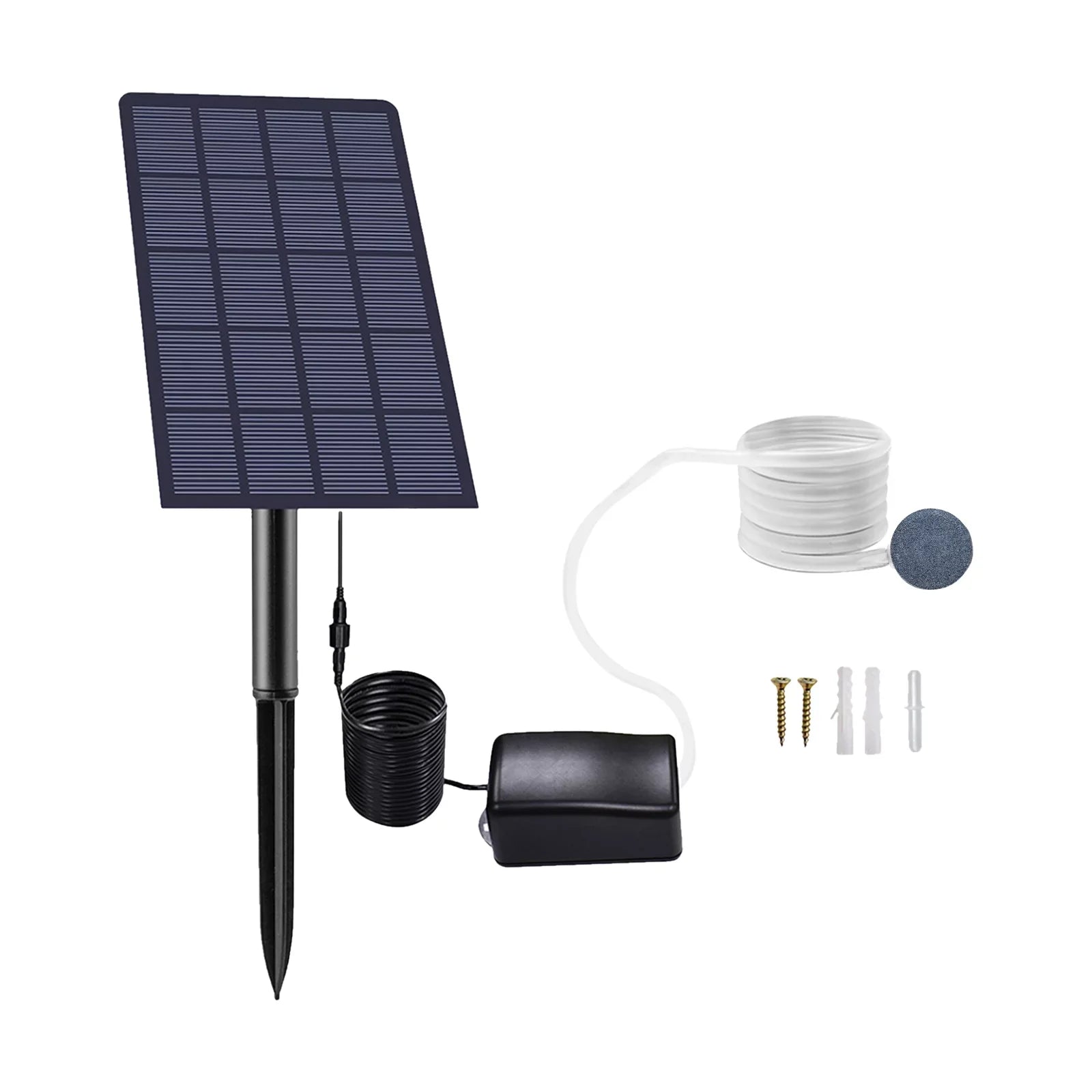 Lixada Solar Pump Fish Tank Aerator 2W Plug-in with Bubble Stones Pipe for Aquarium Pond Pool Garden