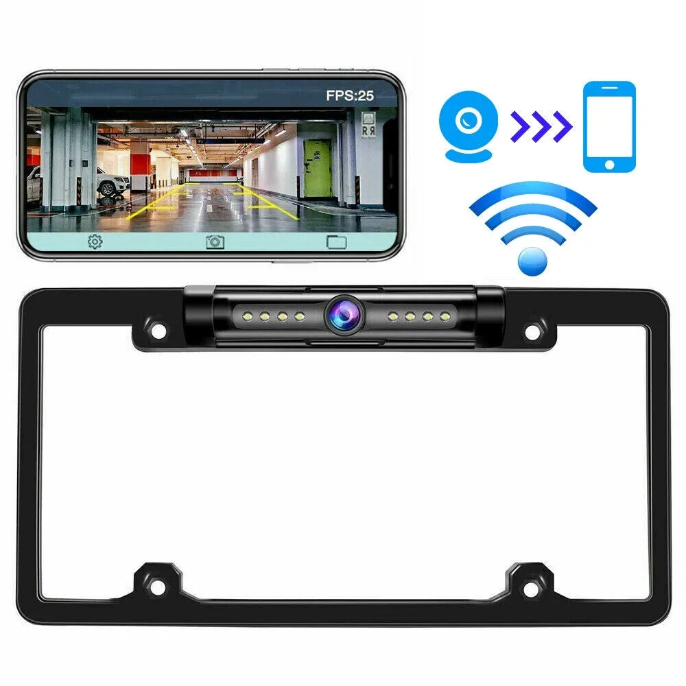 G·PEH HD License Plate Frame Rear View Camera - 8 Upgraded Infrared Lights - Clear Vision - Easy Installation - Black