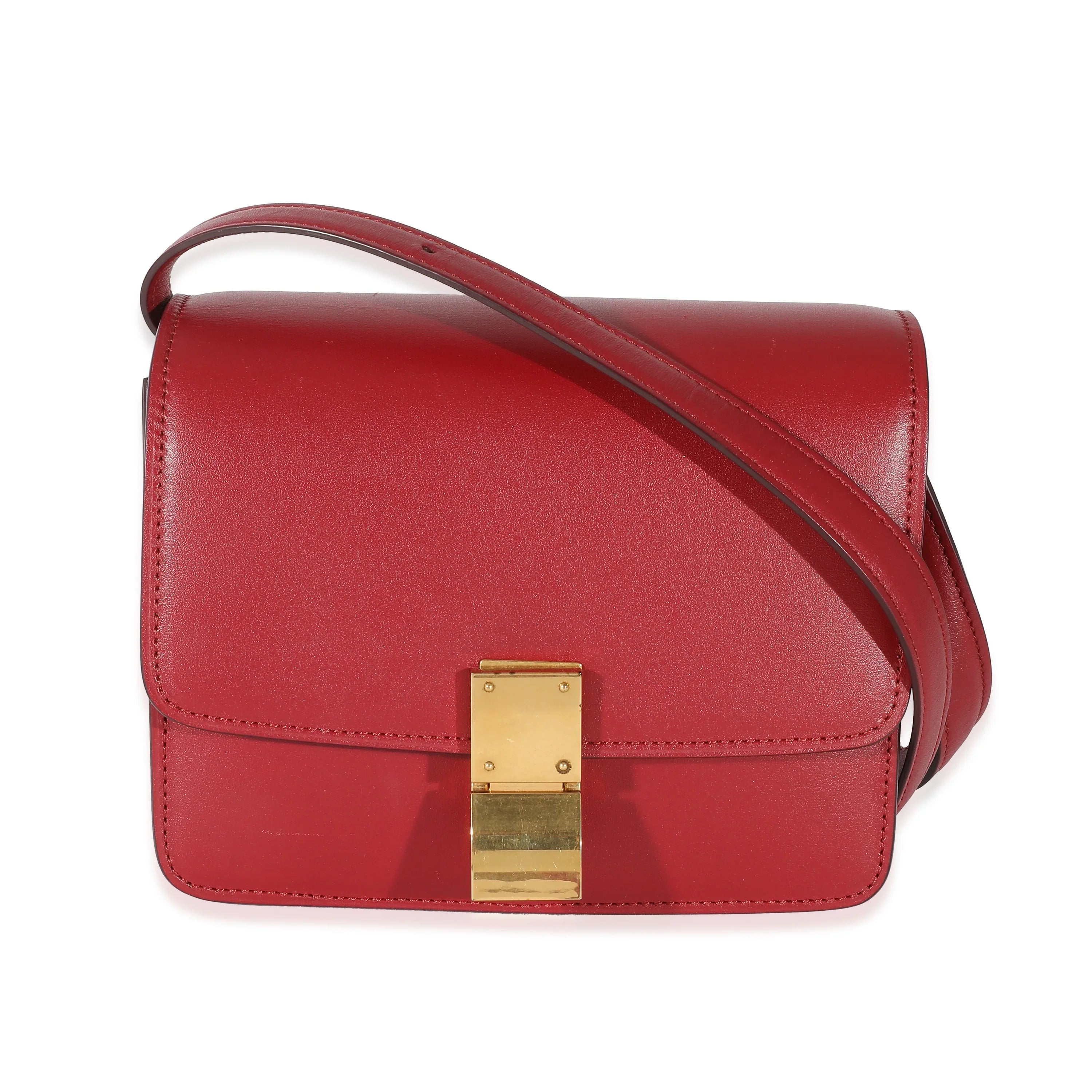 Celine Red Smooth Calfskin Small Classic Box Bag Pre-Owned