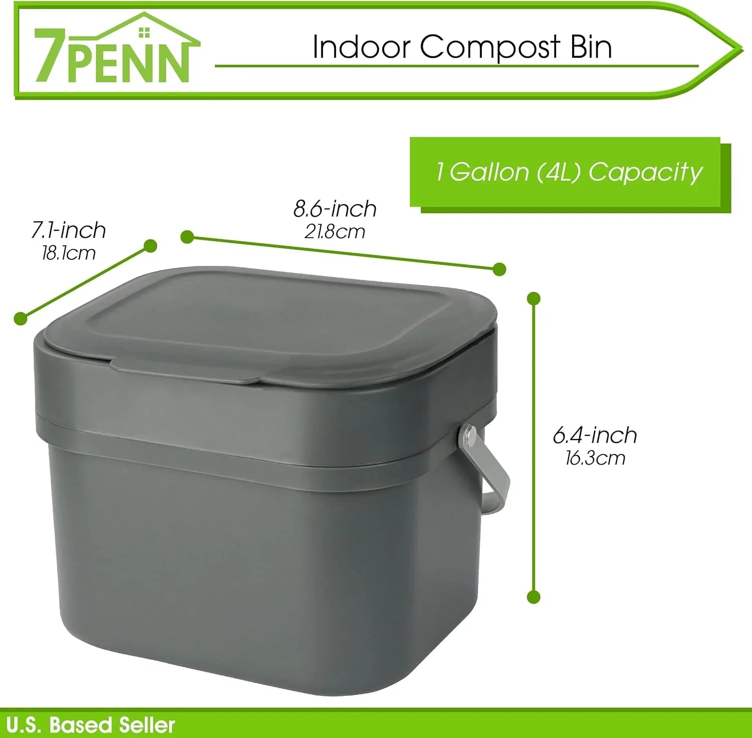 Small Compost Bin For Kitchen - 1Gal Countertop Compost Bucket For Food Scraps, Trash, Recycling And More - 4L Cabinet Or Wall Mounted Aluminum Indoor Compost Bin