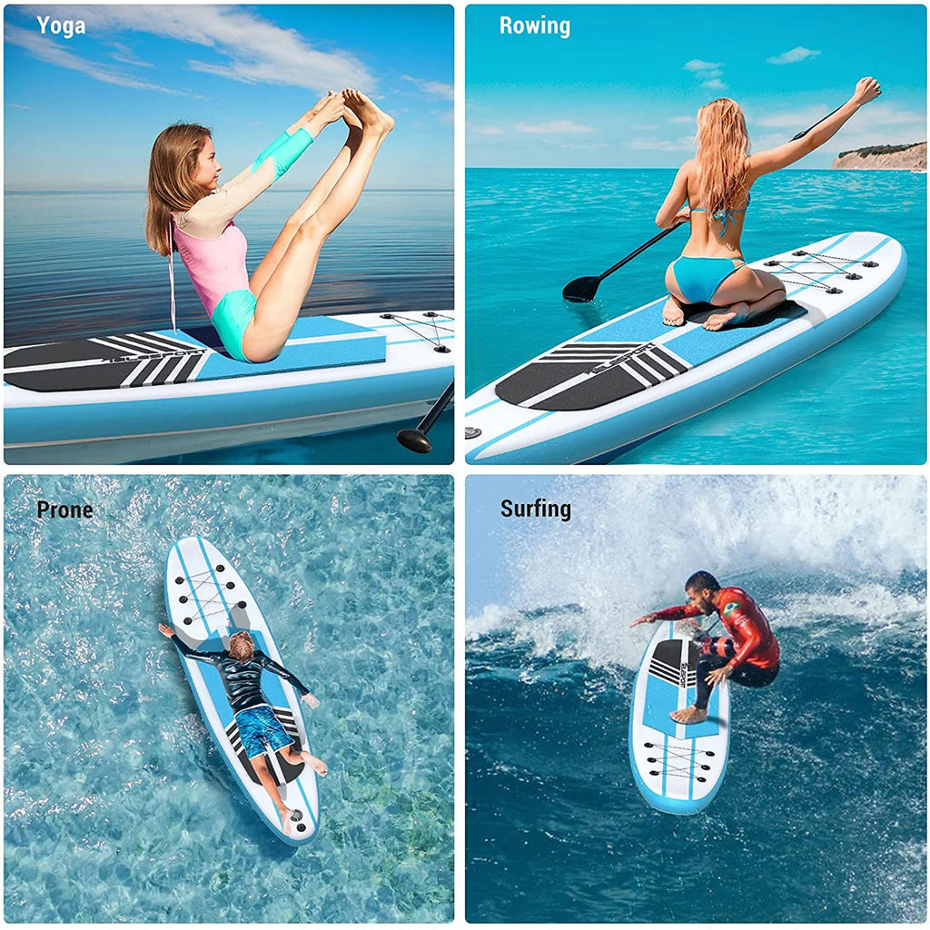 TELESPORT Paddle Boards Blowup SUP Paddleboard w/ Accessories, White & Blue