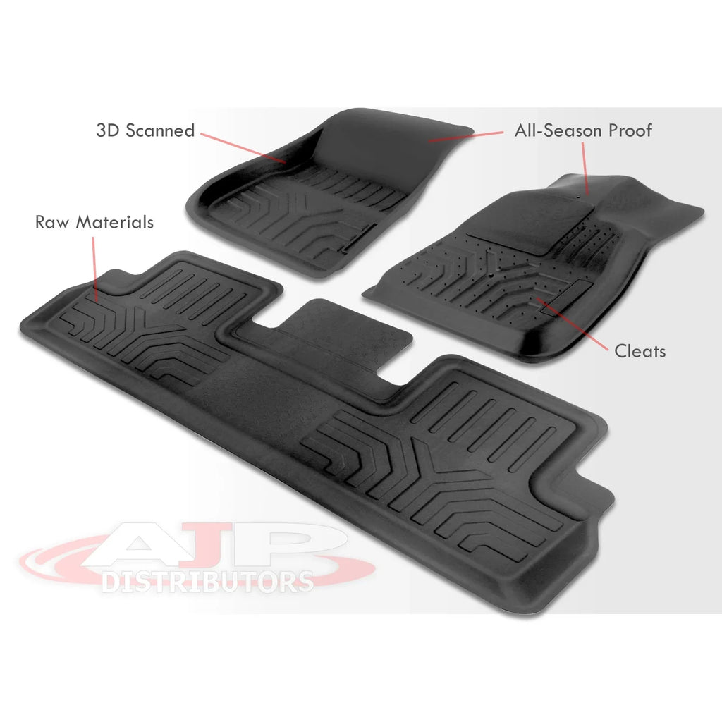 AJP Distributors All Condition Season Proof Protection Guard TPE Rubber Floor Mats Liner Front & Rear Set Suitable For Tesla Model 3 2017 2018 2019 2020 2021 2022 2023 17 18 19 20 21 22 23