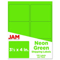 JAM Paper & Envelope Shipping Address Labels, Large, 3 1/3 x 4, Neon Fluorescent Green, 120 per Pack