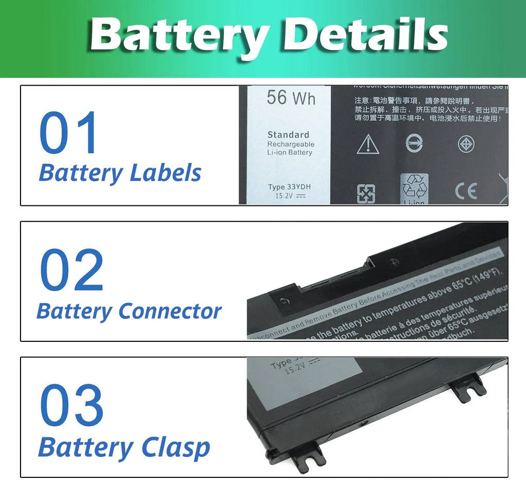33YDH Laptop Notebook Battery for Inspiron 15 7000 17 7773 7778 7786 7779 2in1, G3 17 3779 3579 G5 15 5587 G7 15 7588