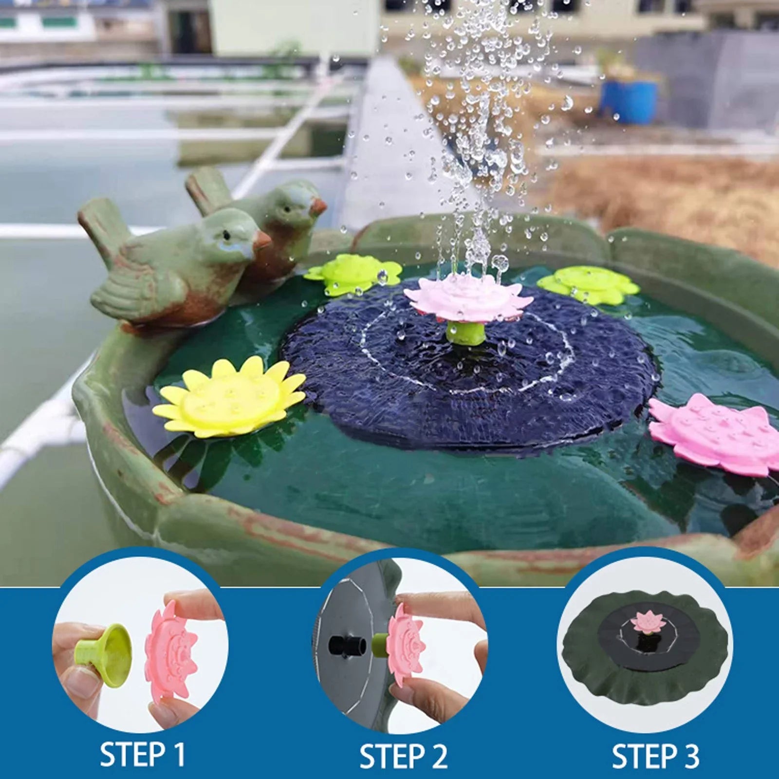 Imitation Sun Flower Solar Fountains For Garden Swimming Pool Pond Motion Controlled Sprinkler