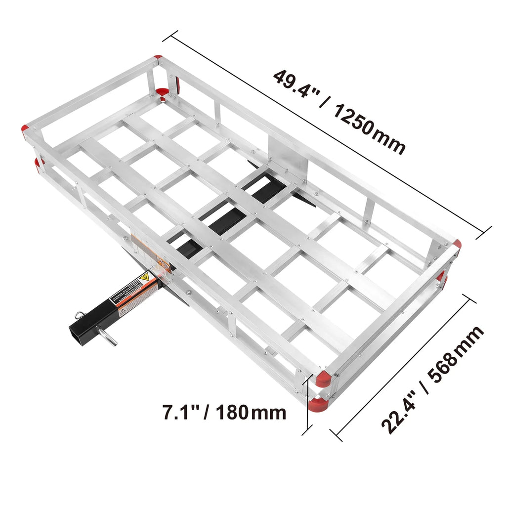 BENTISM Hitch Mount Cargo Carrier 47 x 20 x 6 in 500lb Aluminum Strong Fits 2" Receiver Cargo Basket for SUVs Sedans Vehicles
