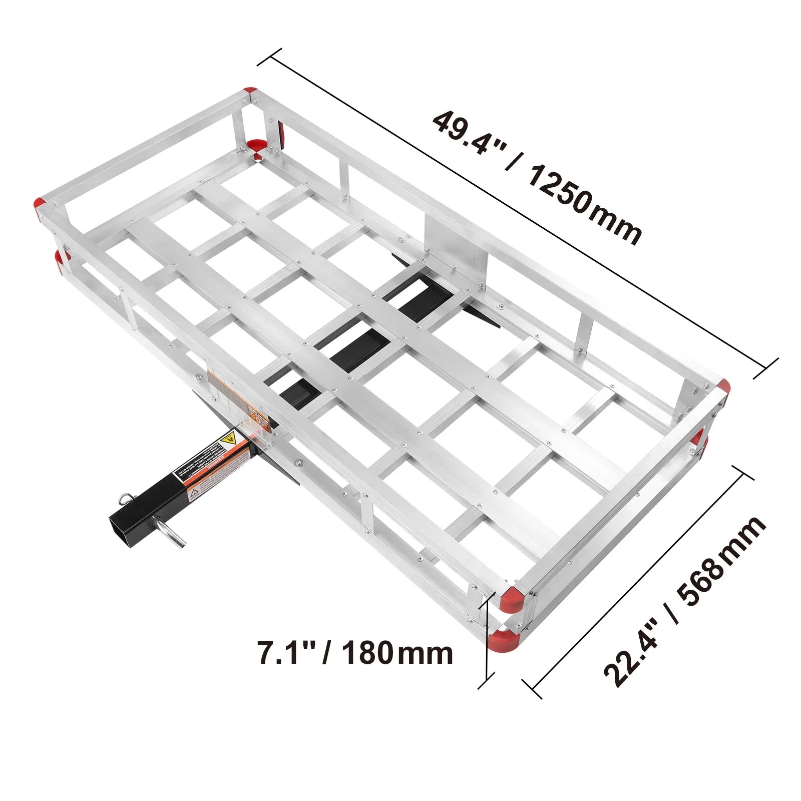 BENTISM Hitch Mount Cargo Carrier 47 x 20 x 6 in 500lb Aluminum Strong Fits 2" Receiver Cargo Basket for SUVs Sedans Vehicles