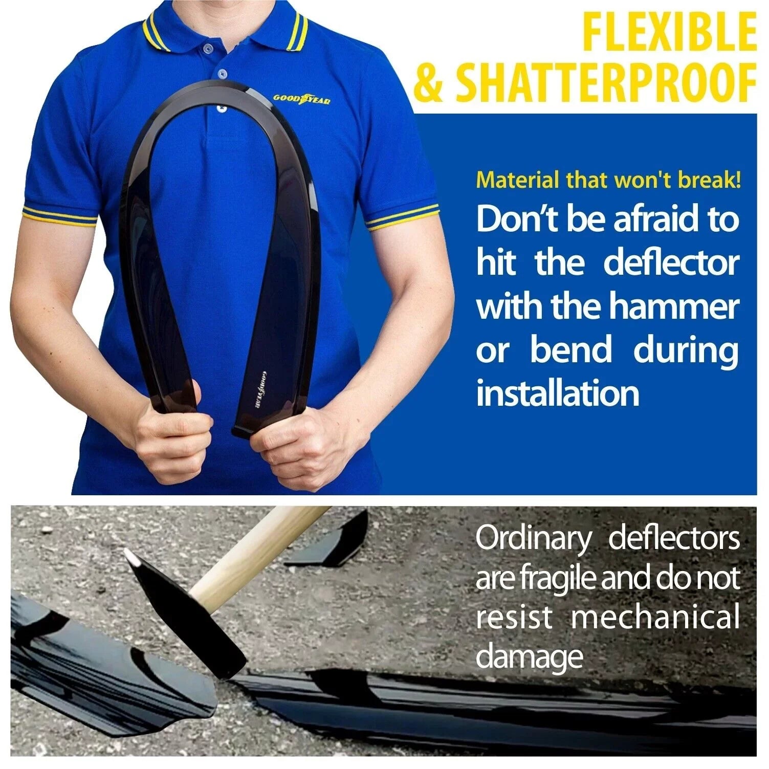 Goodyear Shatterproof in-Channel Window Deflectors for Hyundai Elantra 2017-2020, Rain Guards, Window Visors for Cars, Vent Deflector, Car Accessories, 4 pcs - GY003459LP