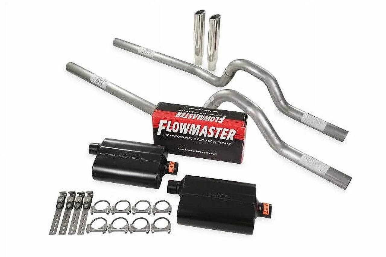 Dual Exhaust Kit 2.5" Flowmaster Super 40 Rear Exit RC Tips 80-86 Ford F-Series