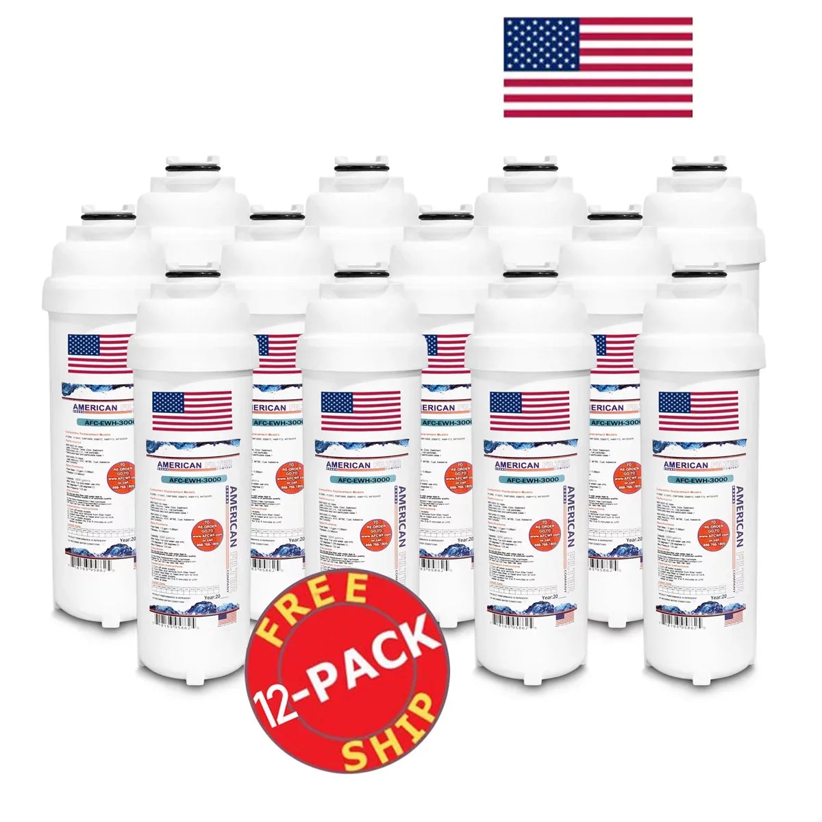 AFC Brand , Water Fountain Filter , Model # AFC-EWH-3000 , Fitting with WaterSentry® LZSTL8WSVRLK - 12 Filters - Made in U.S.A.