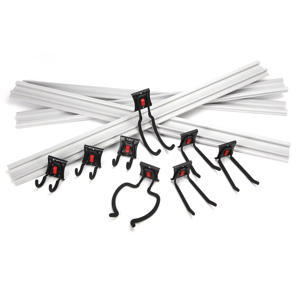 Hyper Tough 12-Piece Quick-Release Snap Rail Kit Garage Organizer System