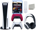 Sony Playstation 5 Disc Version (Sony PS5 Disc) with Cosmic Red Extra Controller, Headset, Media Remote, Marvel's Spider-Man: Miles Morales Ultimate Launch Edition and Microfiber Cleaning Cloth Bundle
