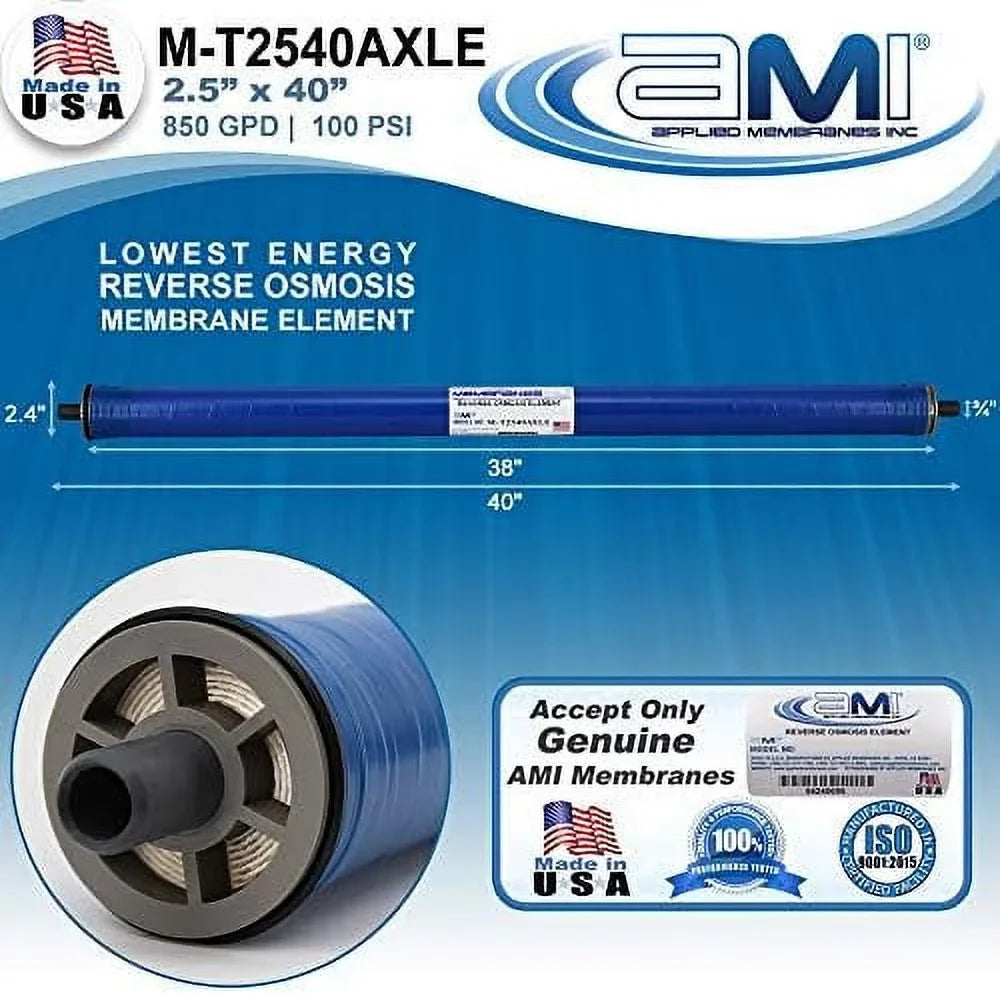 Extra Low Energy Reverse Osmosis Membrane For Tap Water | 850 GPD At 100 Psi | 99% Rejection | Replacement XLE RO Membrane | M-T2540AXLE