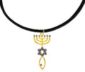 Messianic, Yeshua, Christian Adjustable Black Suede Bracelet With A Beautiful 14KT Goldtone Seal Of Jerusalem Wrap With Austrian Crystal.Hypoallergenic-Safe. A Excellent Gift For Friends Or Family©2024