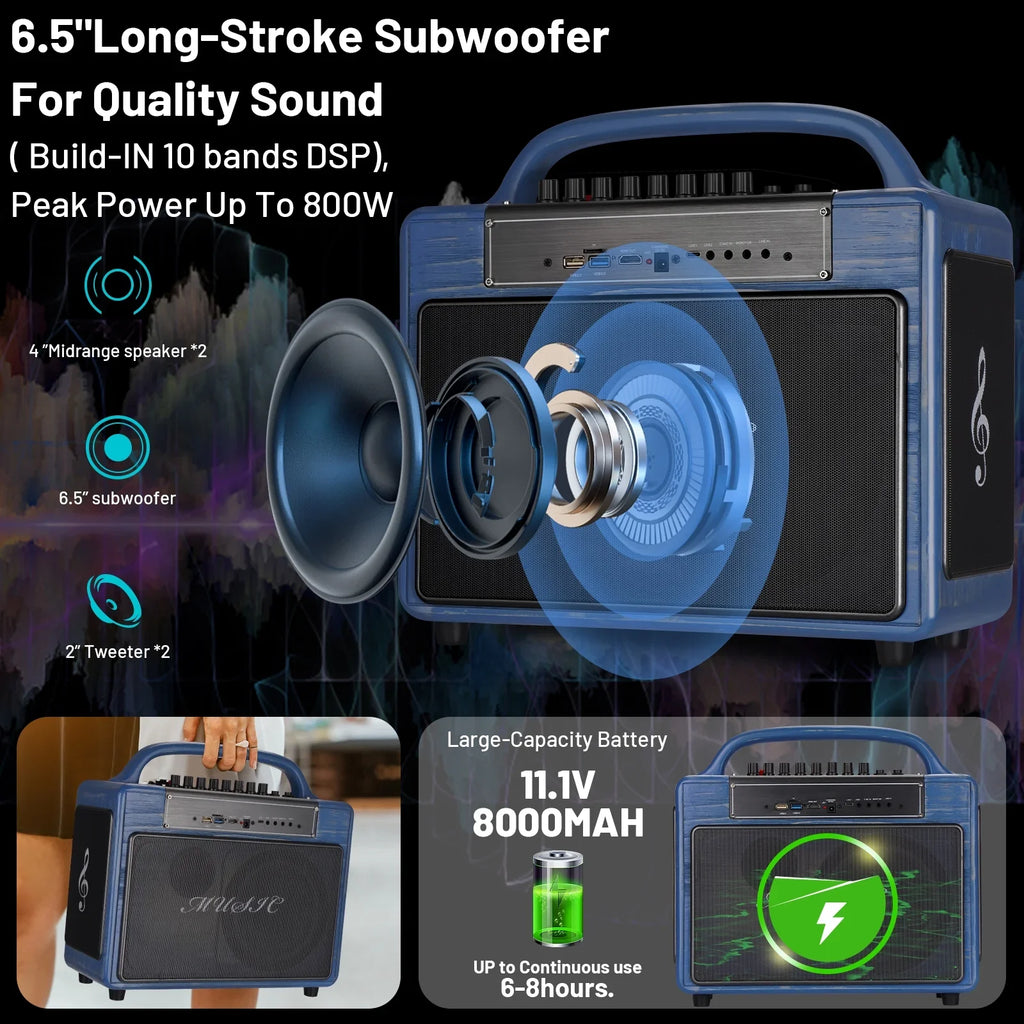 Portable Karaoke Machine Systems Wireless BT Streaming Loudspeaker for Adults&Kid,14”HD Touch Screen/Android 12/4+64G,Support Microphone/WiFi/USB/SD/PC/TV/Phones/HDMI