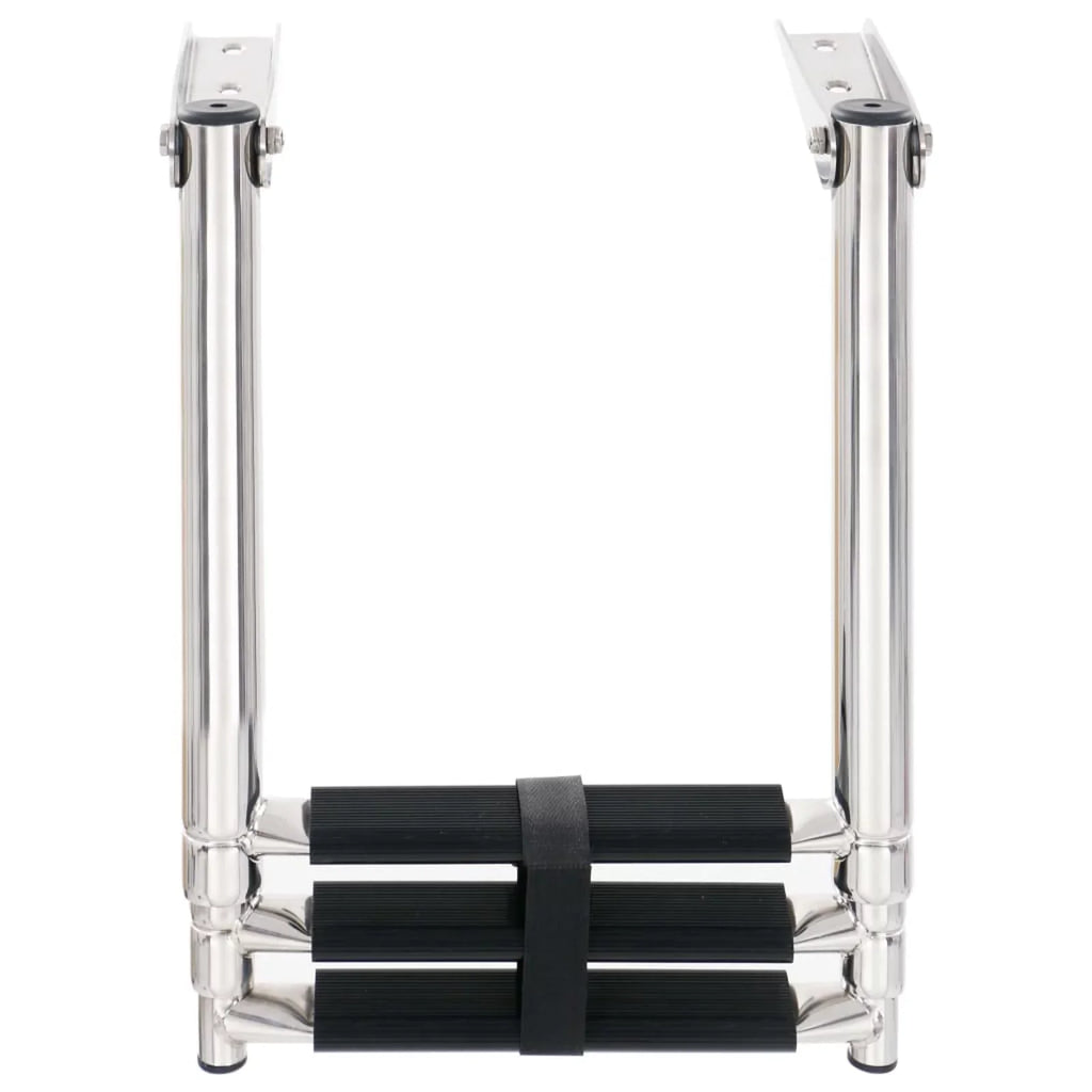 Dcenta 3 Folding Boarding Ladder Stainless Steel Non-Slip Telescopic Ladder for Swimming Pool, Ship and Mounting Platform