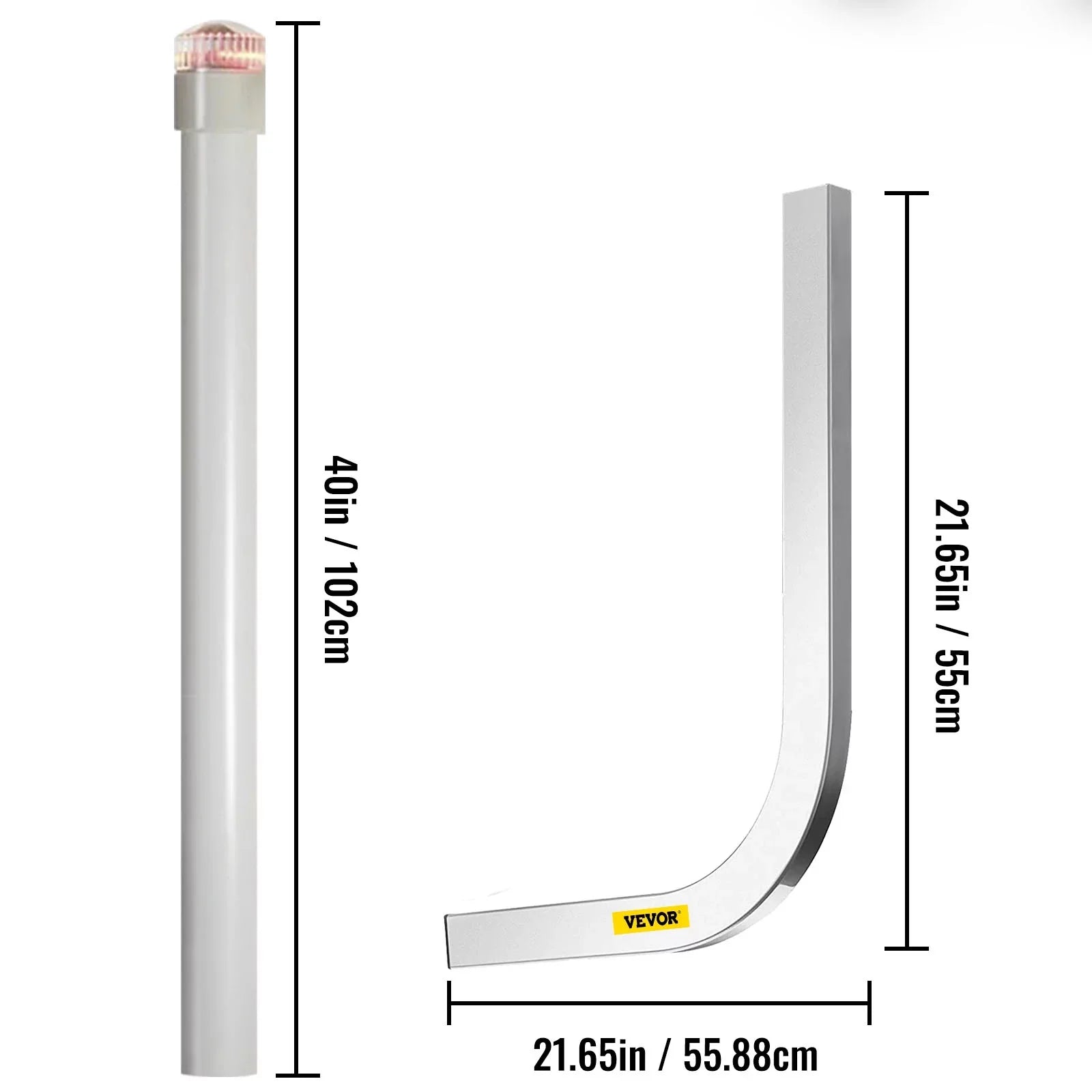 VEVORbrand Craft Trailer Guide-on, 40", 2pcs Galvanized Steel Trailer Post Guide on, with LED-Lighted PVC Tube Wrap Mounting Hardware Included, for Ski Ship Fishing Watercraft or Vessel Trailer