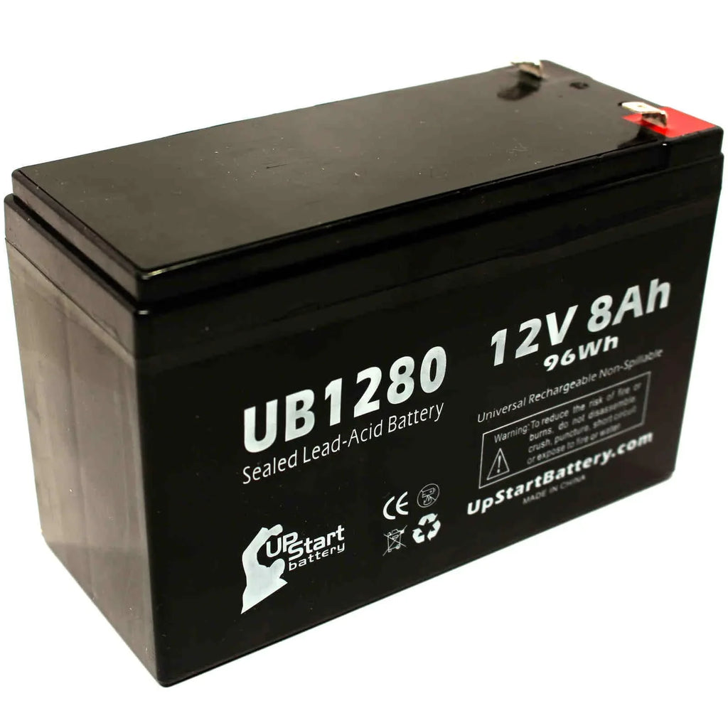 3x Pack - Matching Opti-ups 280ES Battery - Replacement UB1280 Universal Sealed Lead Acid Battery (12V, 8Ah, 8000mAh, F1 Terminal, AGM, SLA) - Includes 6 F1 to F2 Terminal Adapters