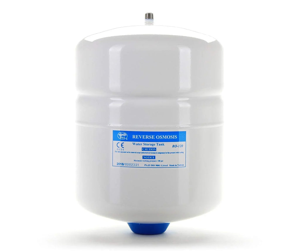 Reverse Osmosis Water Storage Pressure Tank 3.2 Gallon, 2.2 Gallon Capacity + Tank Valve | RO-122- Metal