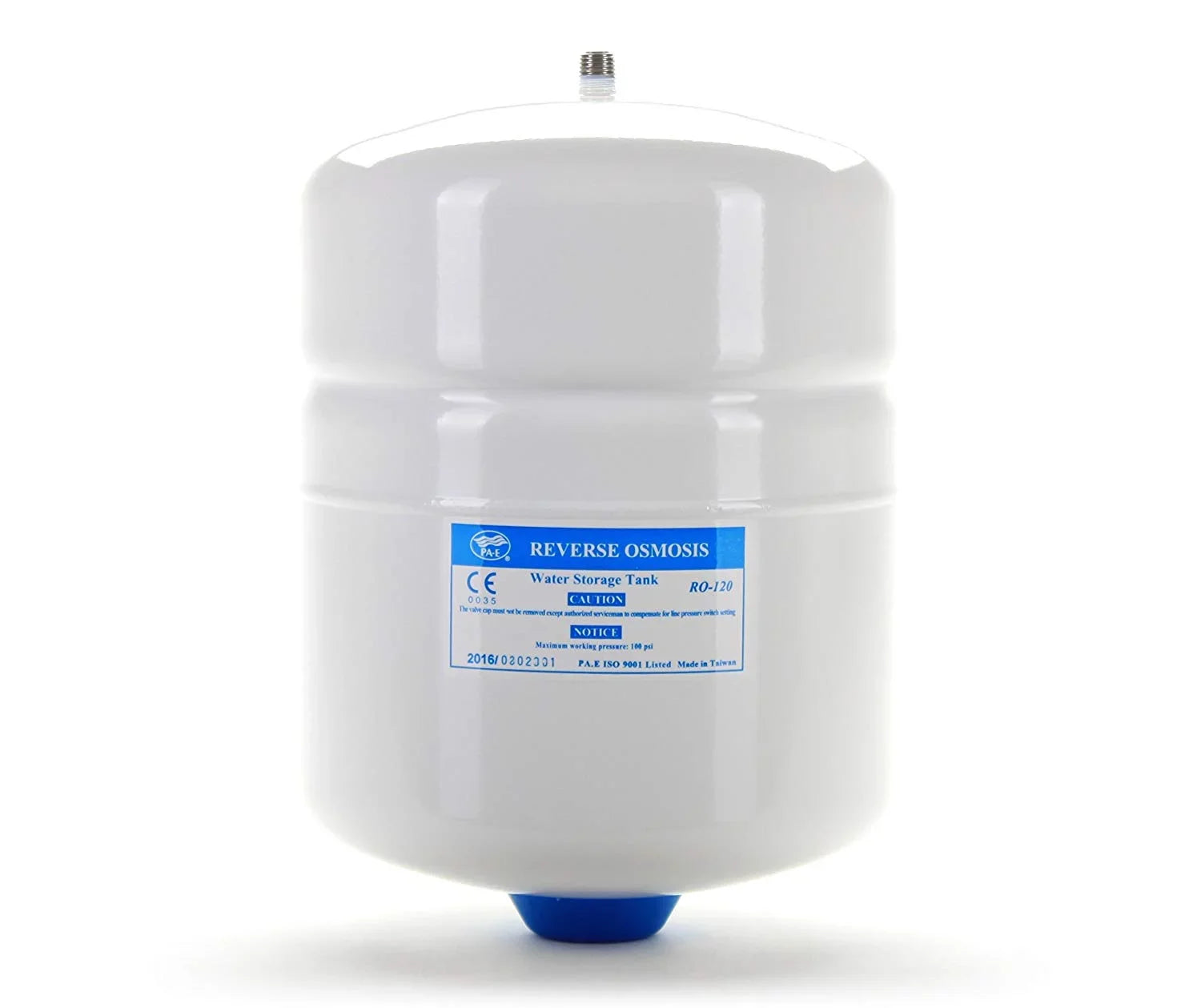 Reverse Osmosis Water Storage Pressure Tank 3.2 Gallon, 2.2 Gallon Capacity + Tank Valve | RO-122- Metal
