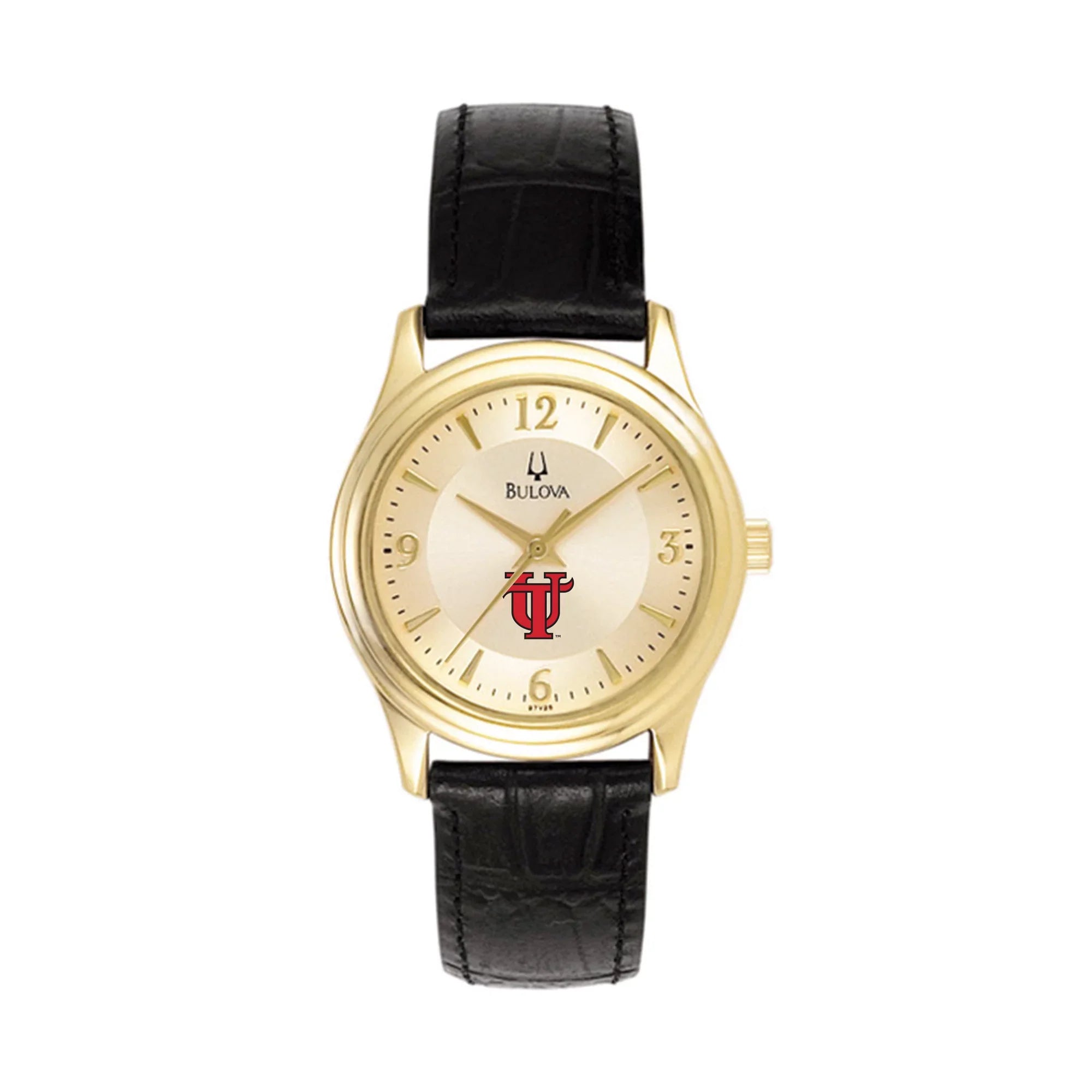 Women's Bulova Gold/Black Tampa Spartans Stainless Steel Watch with Leather Band
