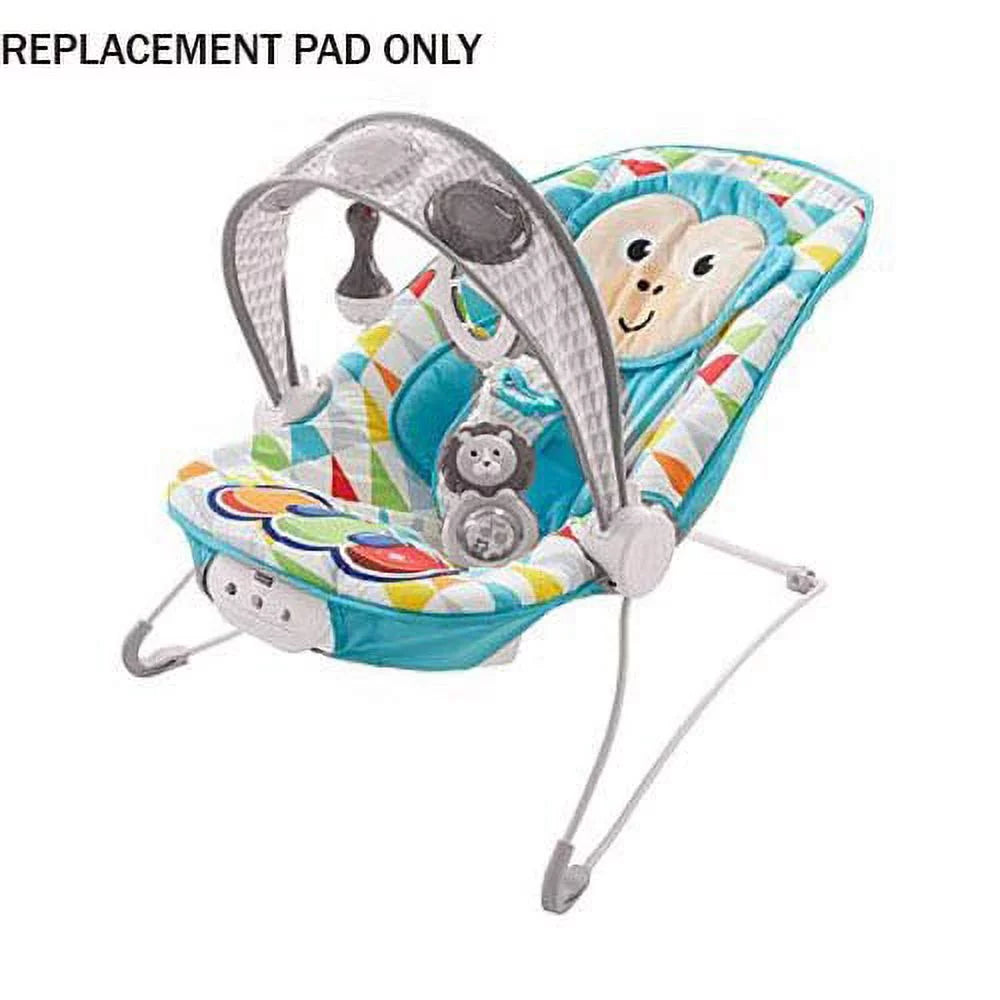 Fisher-Price Deluxe Kick-n-Play Musical Bouncer for Babies - REPLACEMENT Pad - Colorful Pattern with Monkey - FPC80