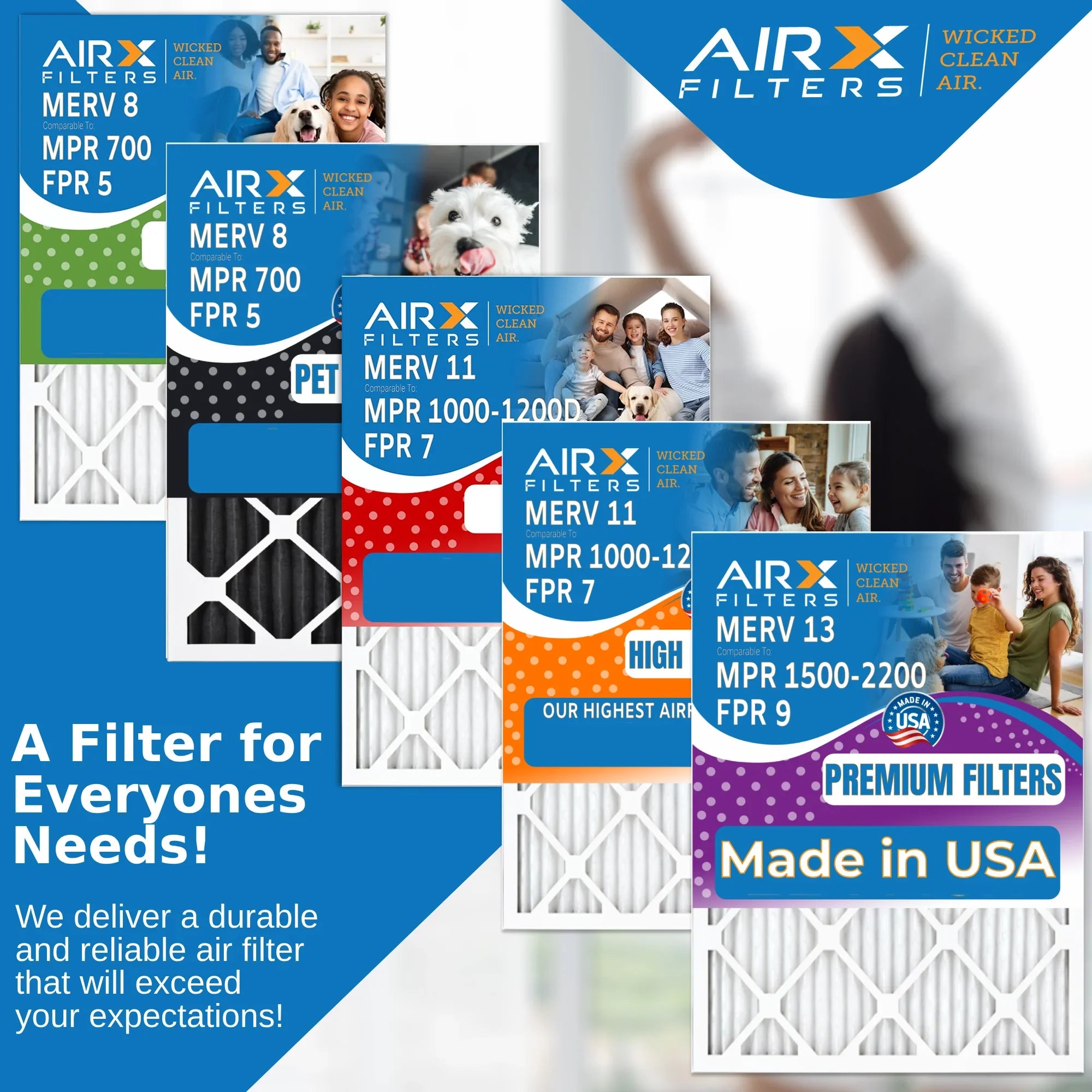 16x25x3 Air Filter MERV 8 Comparable to MPR 700 & FPR 5 Suitable with Lennox X0581 Air Filter 3 Pack by AIRX FILTERS WICKED CLEAN AIR.
