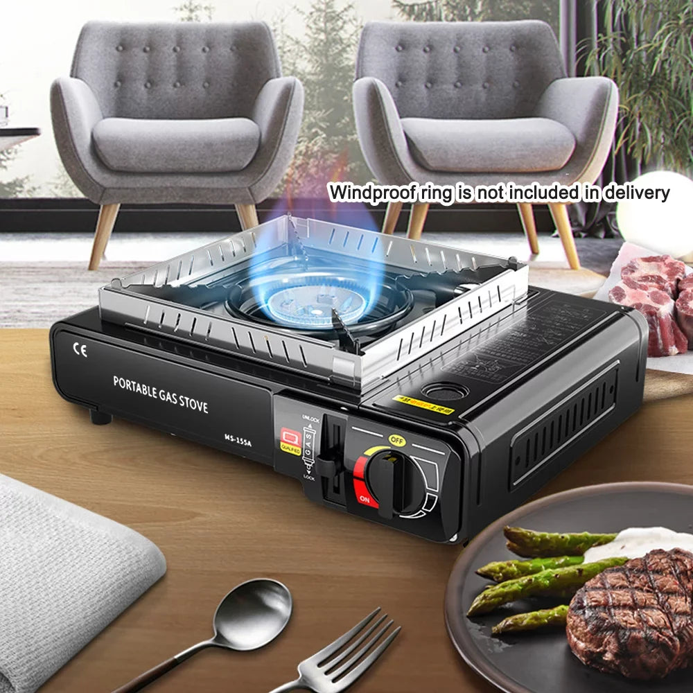 Portable 2.9KW Cassette Butane Stove with Piezo Ignition - Optimal for Outdoor Cooking, Camping, Picnics, Backpacking, Hiking, and Barbecues