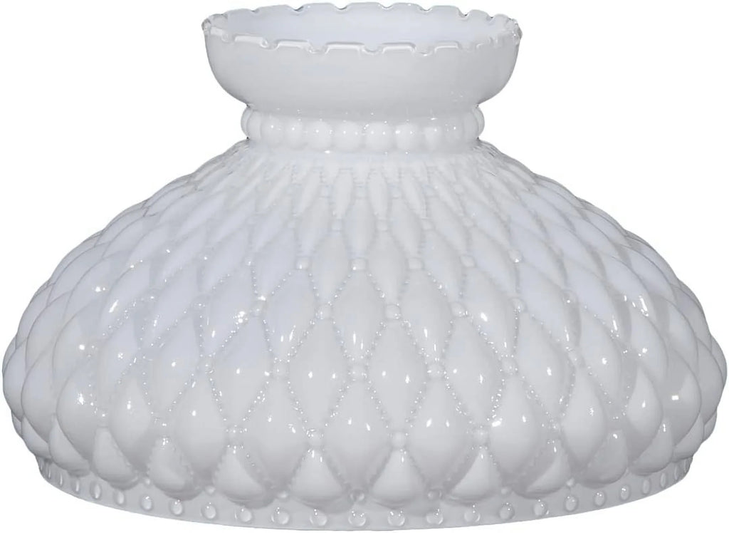 GOURE® 10" Opal Diamond Quilted Pattern Student Glass Shade with Crimped Top