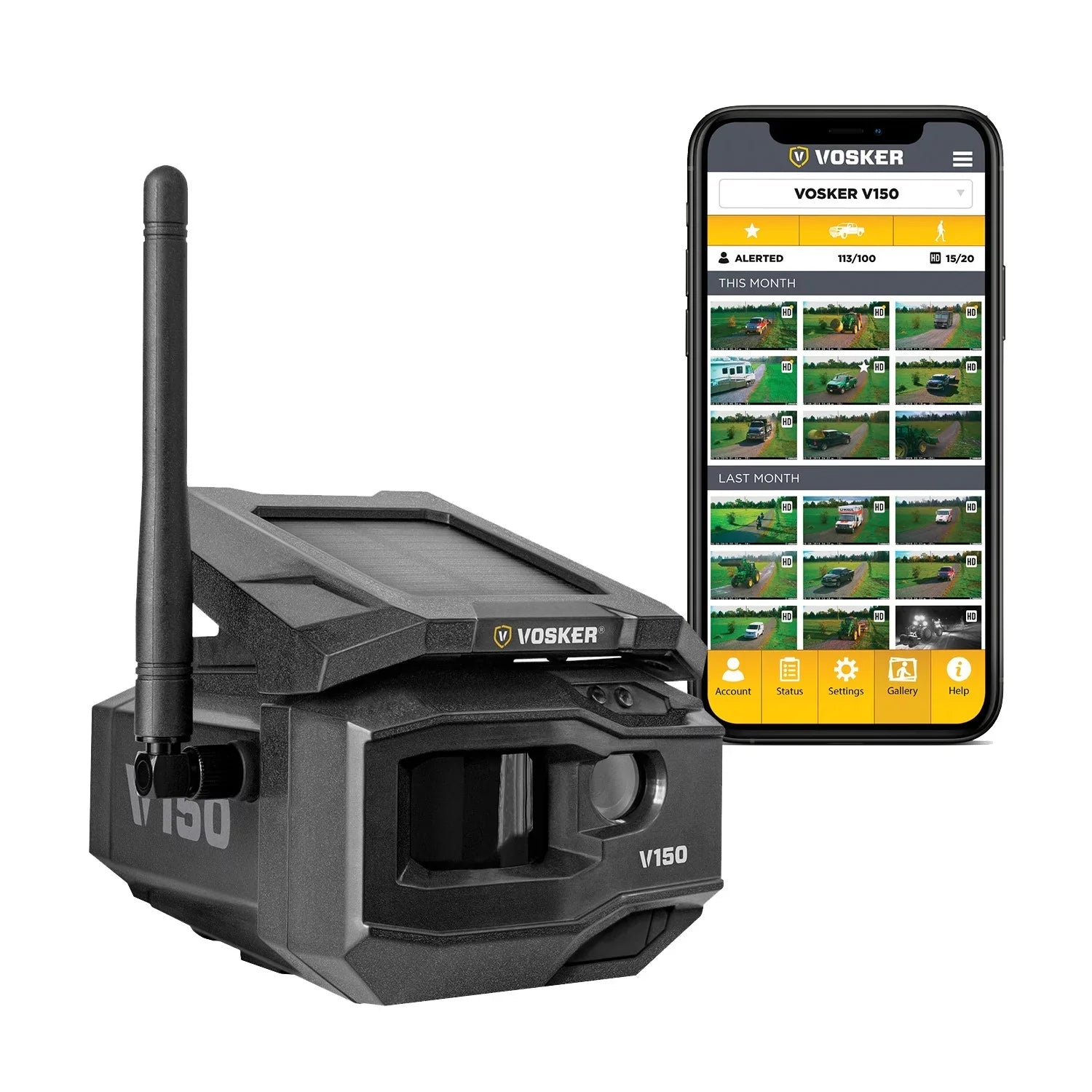 VOSKER 1202 V150 Solar-Powered LTE Cellular Outdoor Security Camera (US Nation Wide Network)