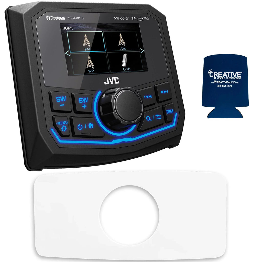 JVC KD-MR1BTS Waterproof Radio Suitable With Stinger Marine SEADASH3W Universal Marine 3" Radio Dash Kit - White
