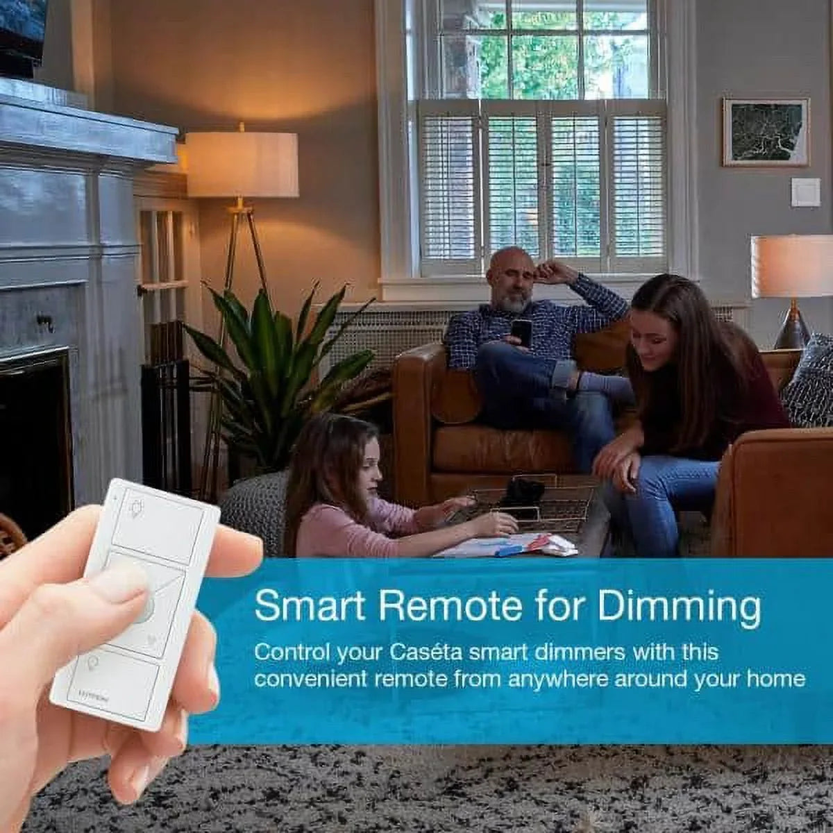 Lutron On/Off Switching Pico Remote for Caseta Smart Home Switch with Wallplate Bracket | PJ2-2B-GWH-L01 | White