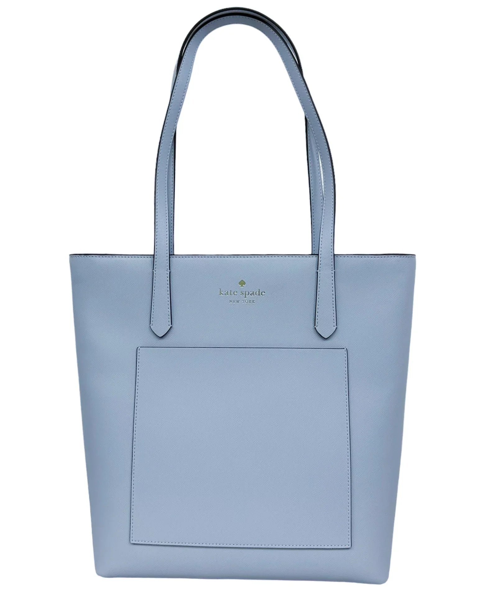 Kate Spade Saffiano PVC Pale Hydrangea Blue Daily Tote Bag K8662 Front Pocket