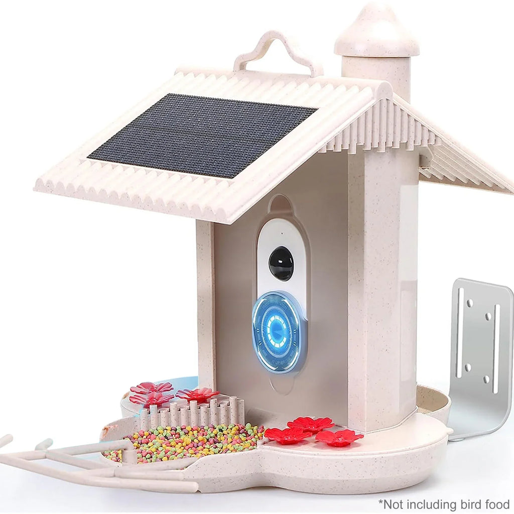 Tomshoo Bird Device,Auto Capture Video Camera 1080p Auto Identify Species Ip65 Notification Ai Identify AndReal-time Tf Species Ip65 Waterproof Video AndSmart Feeder Wifi Huiop Solar