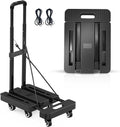 Folding Hand Truck, Small Trolley Portable 500 LB Capacity, Fold Up Hand Cart with 6 Wheels & Extendable Base, Collapsible Platform Truck for Moving, Office & Shopping, Black