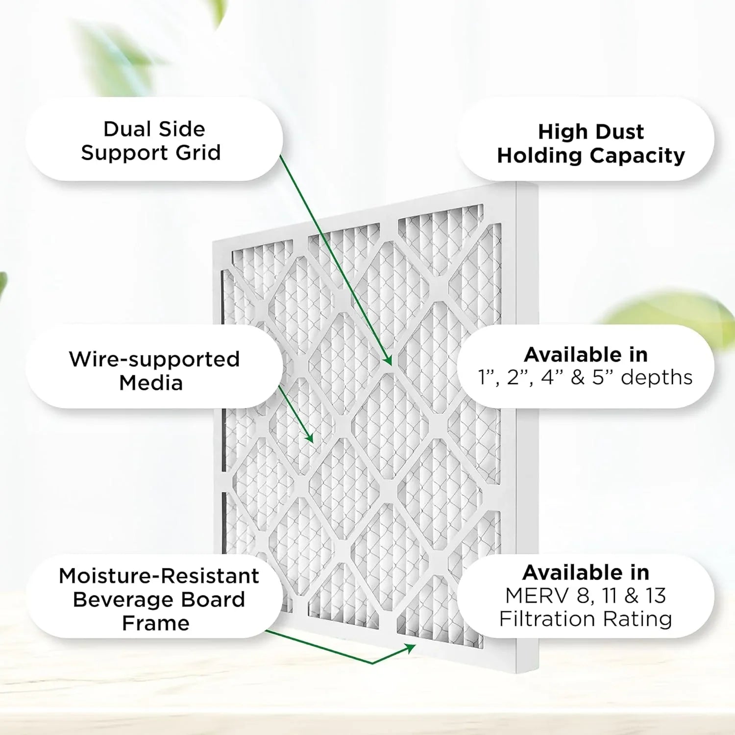 14X18x1 MERV 8 Pleated HV Furne Air Filters. Case Of 12. Ext Size: 13-3/4 X 17-3/4 X 3/4