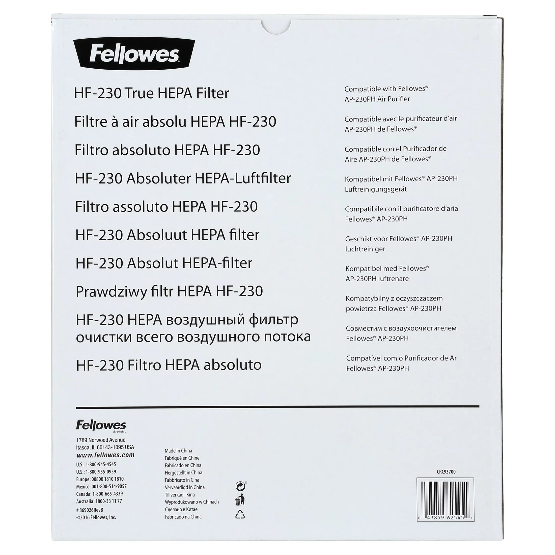 Fellowes HF230 True HEPA Filter, 1, White