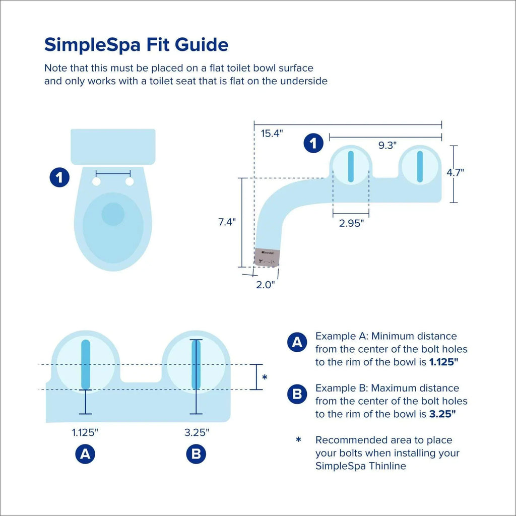 Brondell Thinline Simplespa SS-150 Non-Electric Bidet Attachment with Single Nozzle in White