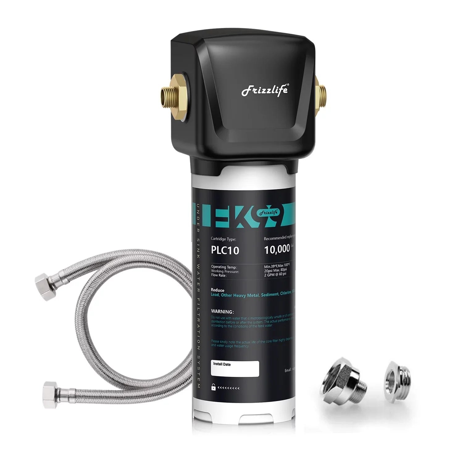 Frizzlife FK99 Under Sink Water Filter System, 0.5 Micron, Remove 99.99% Lead, Chlorine, Bad Taste&Odor,High Capacity