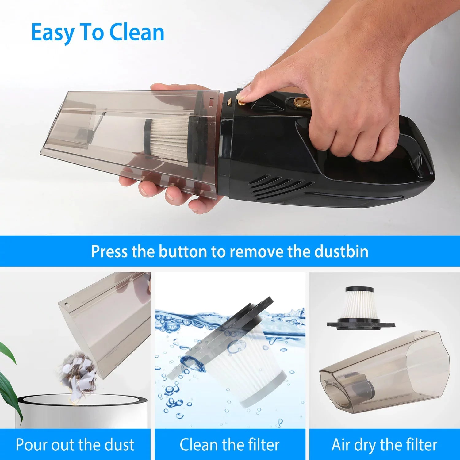 Handheld Vacuum Cleaner, iMountek Car Vacuum Cleaner 120W 8000PA DC 12V Home Duster Powerful Suction with Accessory Kit
