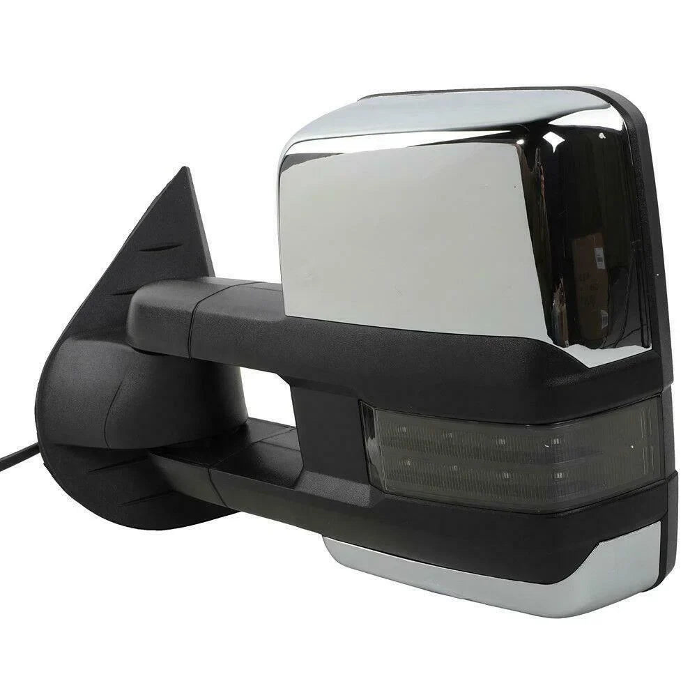 Teledu Power Heated Chrome Towing Mirrors For Chevrolet GMC LED Signal&Backup Lamp