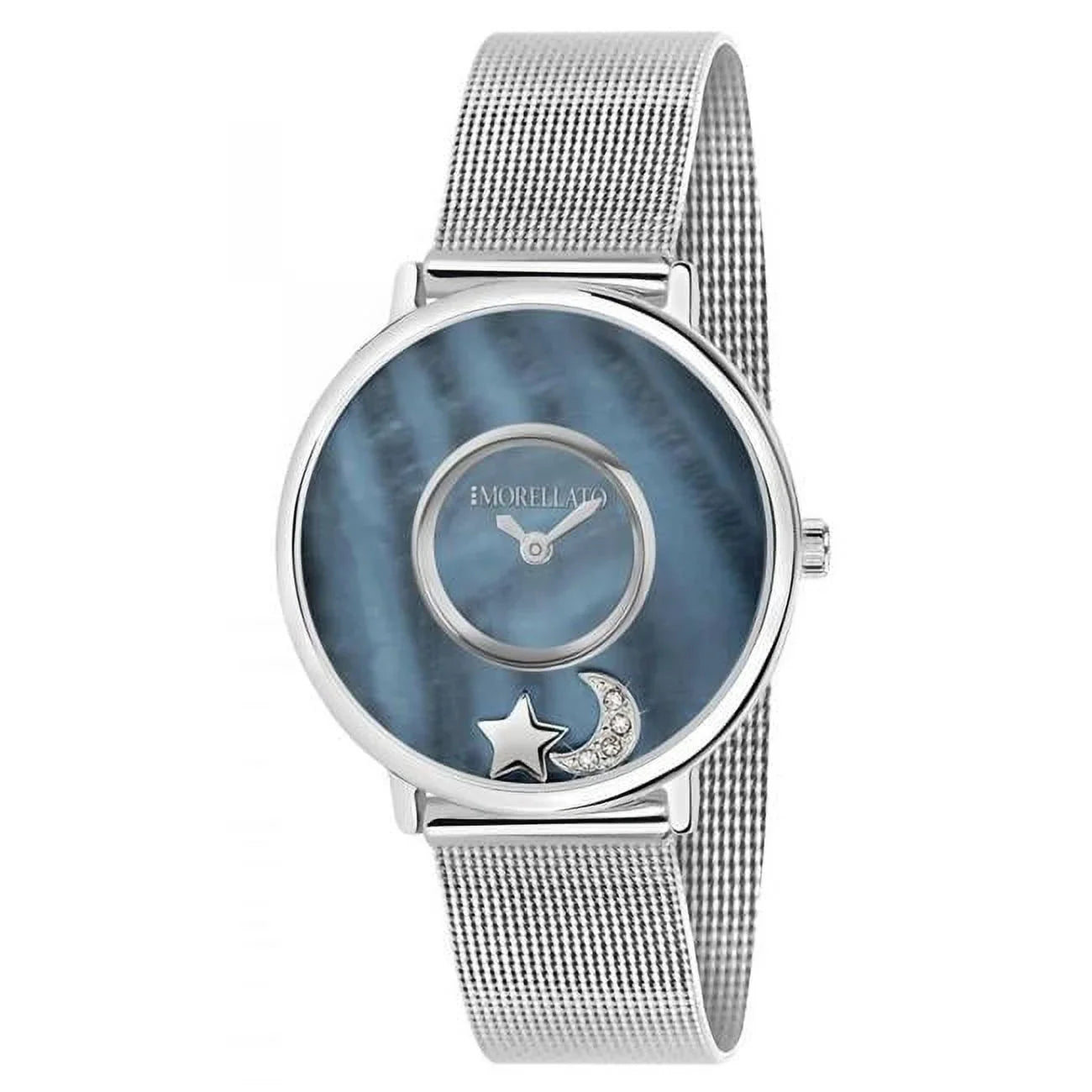 Mother Of Pearl Stainless Steel Mesh Quartz Women Watch, Black