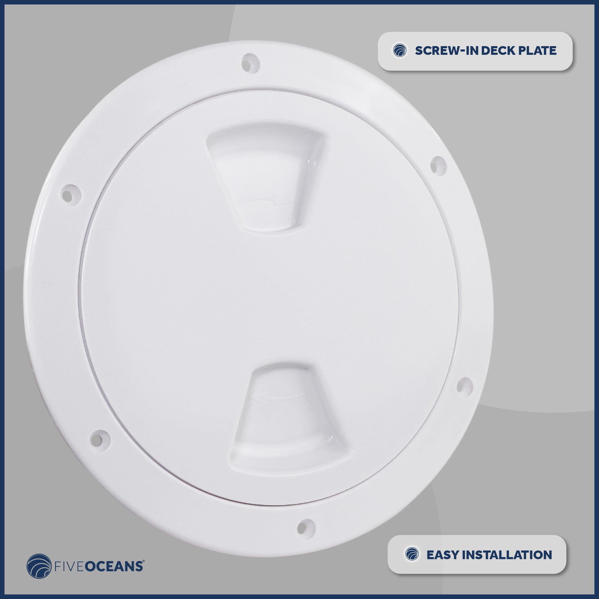 Five Oceans 6" Vessel Hatch, Marine Round Inspection Deck Plate Hatch with Detachable Coating and Storage Bag, Strong ABS White Plastic, for Pontoon, Fishing Watercraft Bass Vessel RVs, Caravan - FO4467