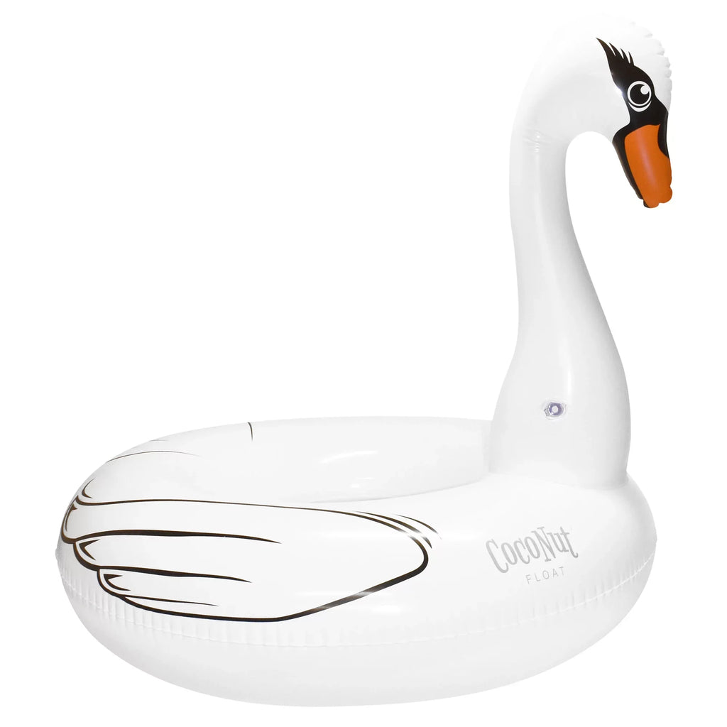 CocoNut Float: Majestic White Swan Pool Ring - 48"x43" Inflatable, Jumbo Round Water Raft, Anti-Leak, Long-lasting Party